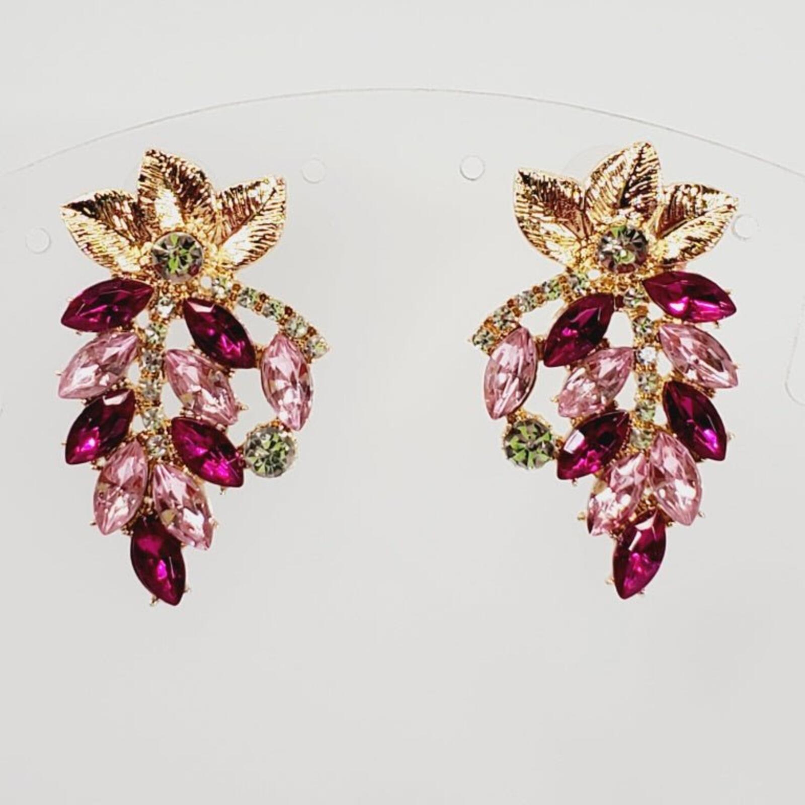 Crystal Drop Pierced Earrings with Gold-Tone Detail