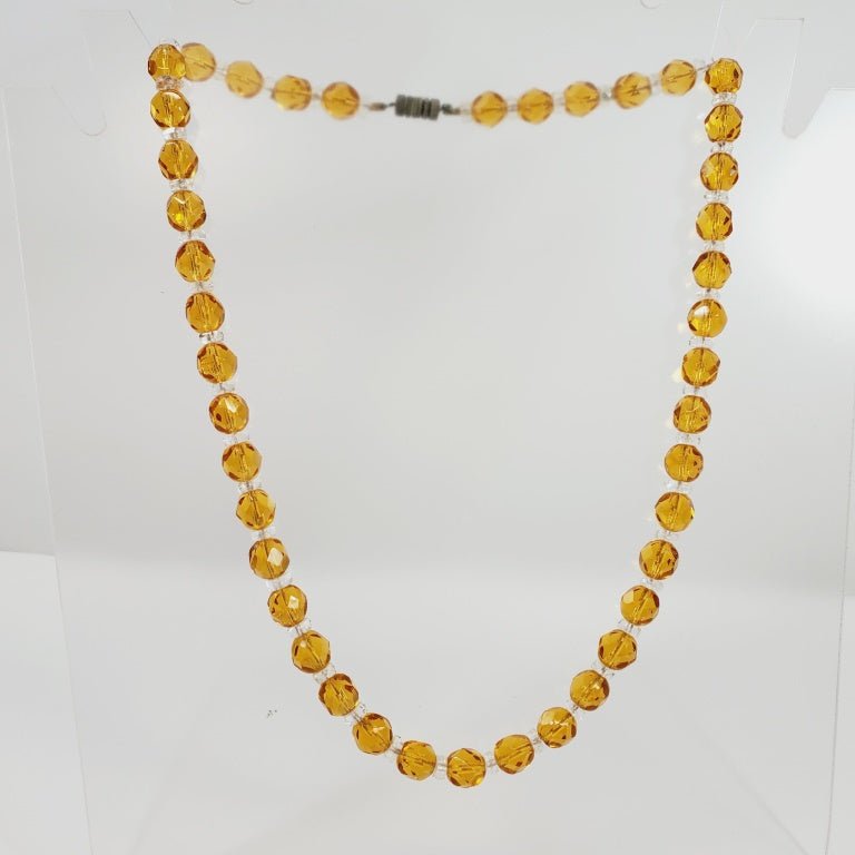 Vintage Yellow Crystal Beaded Necklace 18"