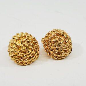 Vintage Monet Spiral Flower Floral Gold-Tone Clip-On Earrings