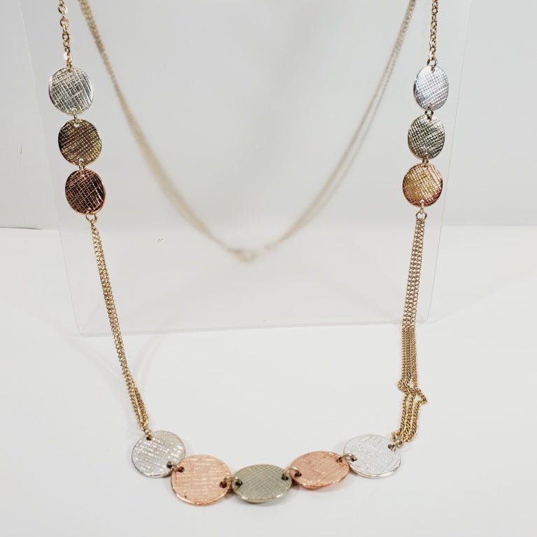 Vintage 34 in. Necklace with Multicoloured Circular Pendants - Image 3
