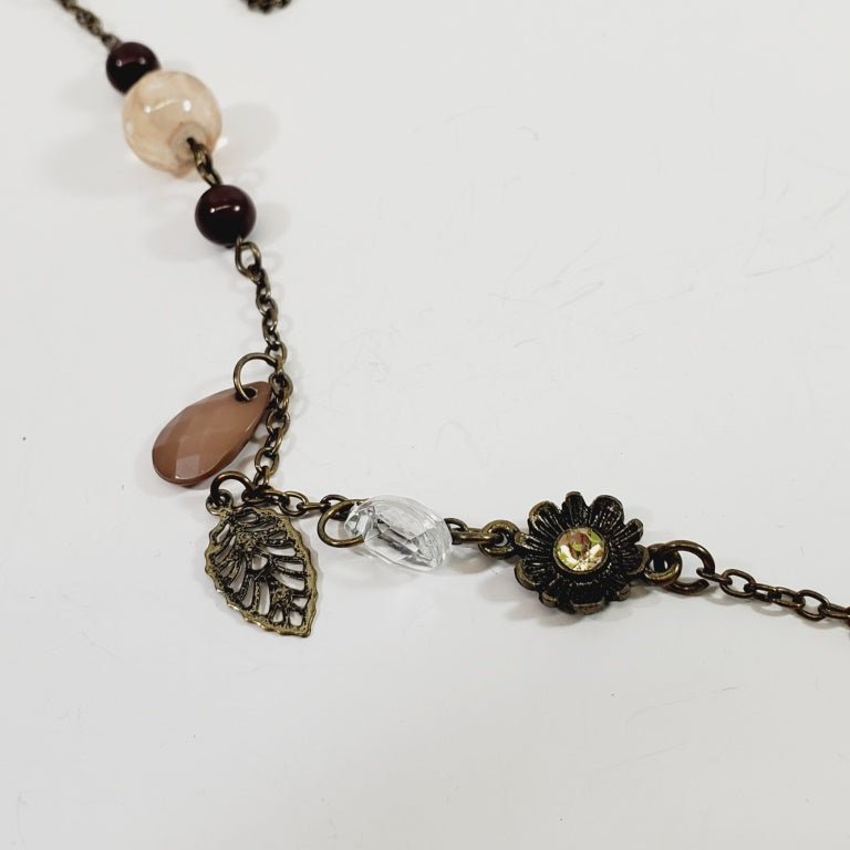 Vintage Beaded Leaf Sweater Necklace 42" - Image 5