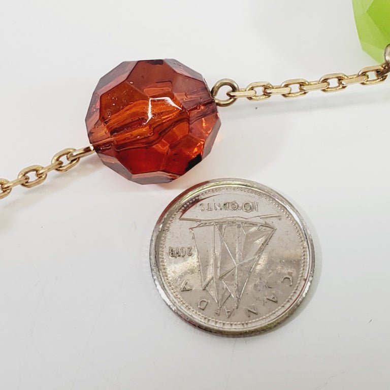 Vintage Multicolour Crystal Bead and Chain Necklace 36" - Image 6