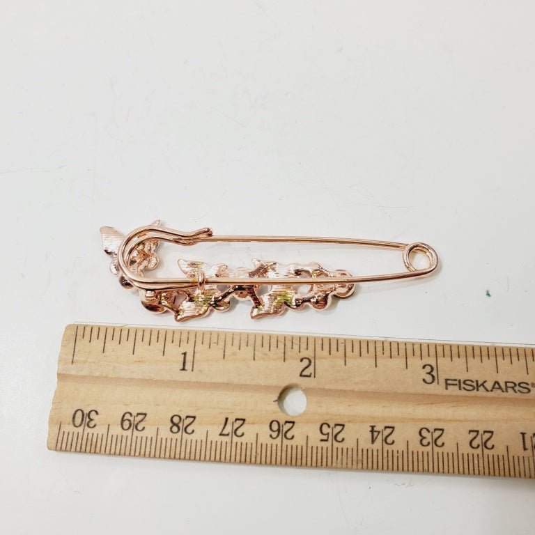 Floral Crystal Pin Brooch - Image 2