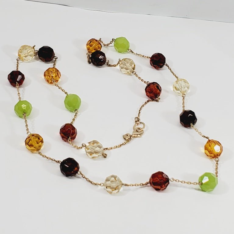 Vintage Multicolour Crystal Bead and Chain Necklace 36" - Image 3
