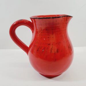 Red Pottery Pitcher with Black Made in Italy Vintage