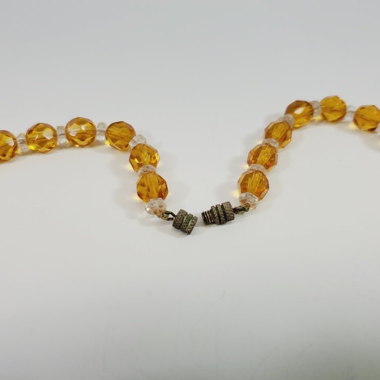 Vintage Yellow Crystal Beaded Necklace 18" - Image 2