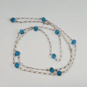 Vintage Avon Blue Beaded Necklace 38"