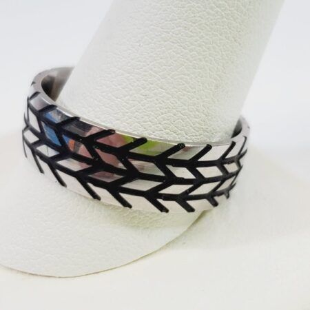 Stainless Steel Tire Tracks Men's Ring Size 12