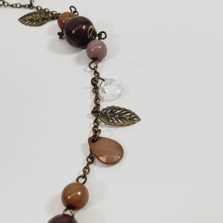 Vintage Beaded Leaf Sweater Necklace 42" - Image 2