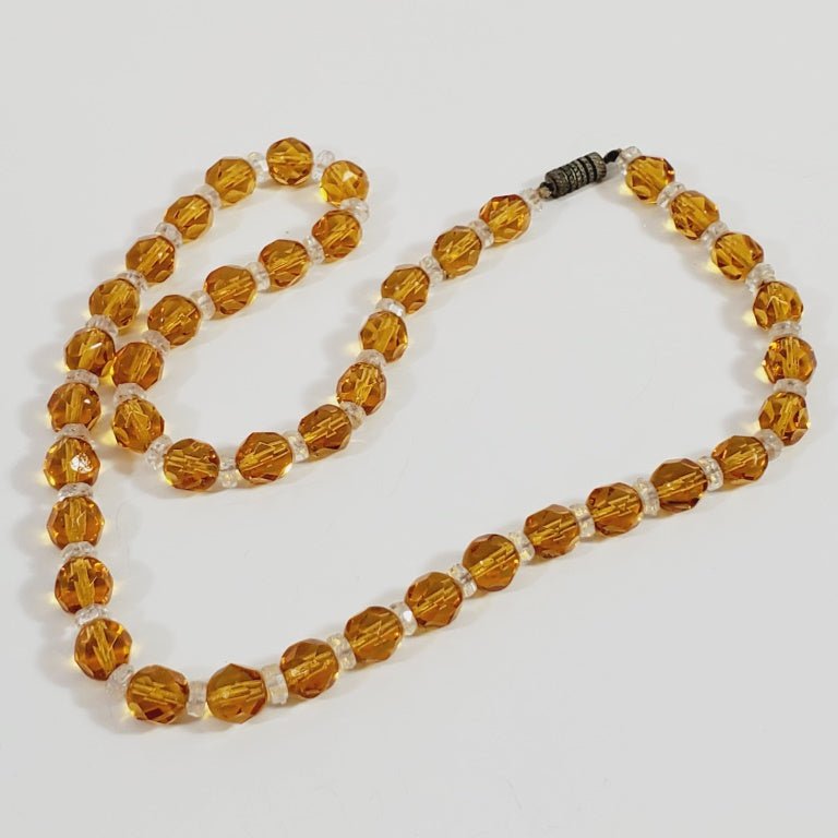 Vintage Yellow Crystal Beaded Necklace 18" - Image 4