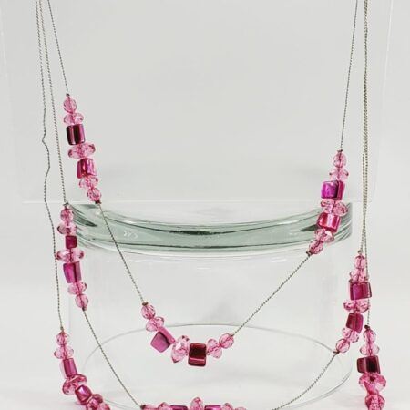 Vintage Triple Strand Pink Necklace 24"