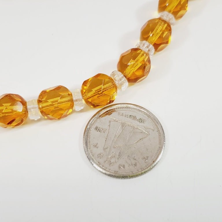 Vintage Yellow Crystal Beaded Necklace 18" - Image 6