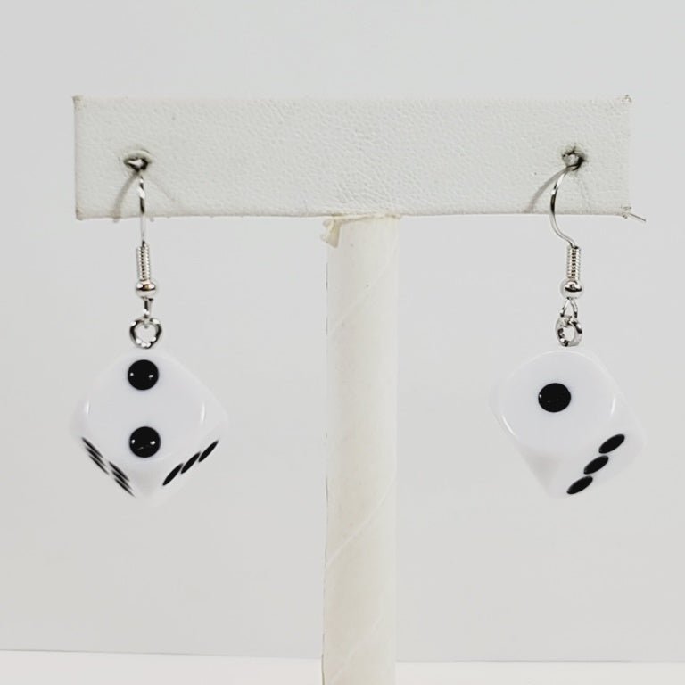 Lifesize Dice Dangly Pierced Earrings