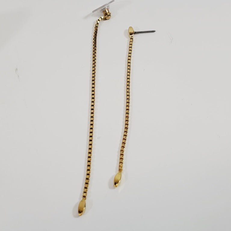 Vintage Double-Chain Pierced Earrings 4" Long - Image 3