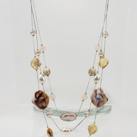 Vintage Triple Strand Necklace 21" Stamped NY