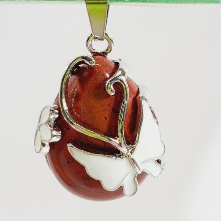 Enamel Butterfly over Red Jasper Pendant