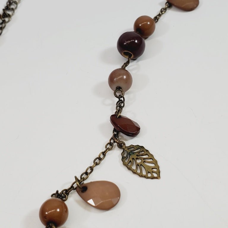 Vintage Beaded Leaf Sweater Necklace 42" - Image 4