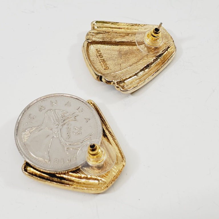 1986 Vintage Pierced Earrings Signed JJ - Image 3