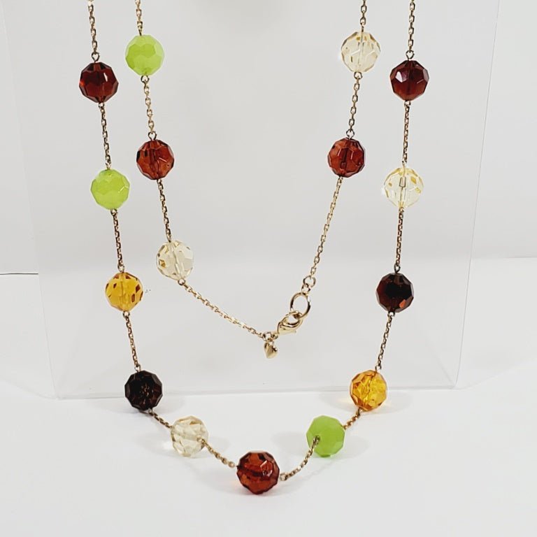 Vintage Multicolour Crystal Bead and Chain Necklace 36" - Image 2