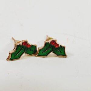 Crystal Christmas Holly Earrings