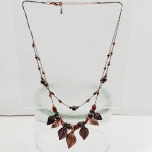 Vintage Metal Leaf Necklace 20–22"