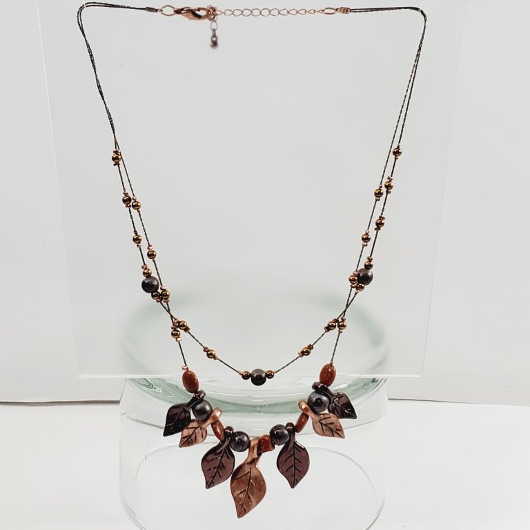 Vintage Metal Leaf Necklace 20–22"