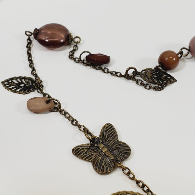 Vintage Beaded Leaf Sweater Necklace 42" - Image 3