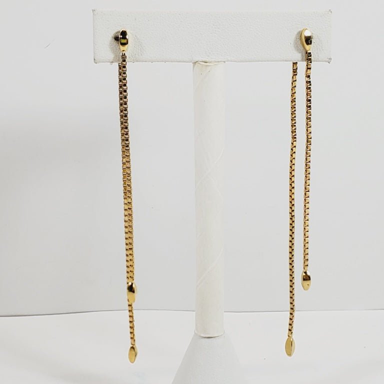 Vintage Double-Chain Pierced Earrings 4" Long - Image 2