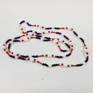 Vintage Red White and Blue Glass Bead Necklace 52"