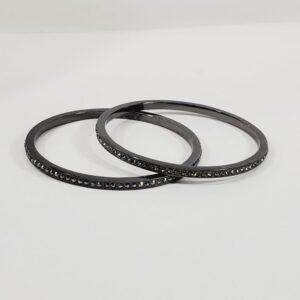Two Crystal Gun Metal Bracelets
