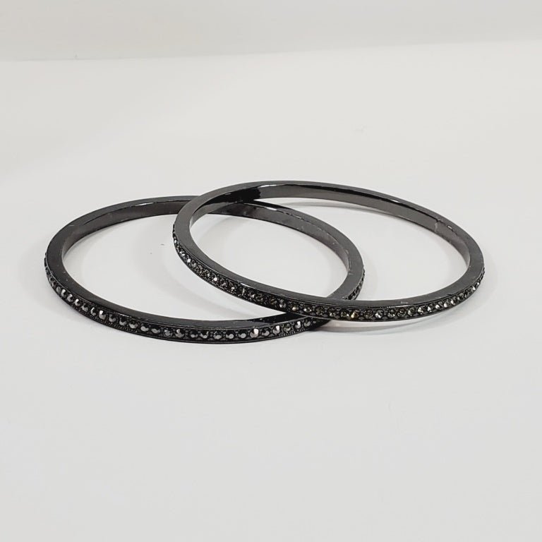 Two Crystal Gun Metal Bracelets