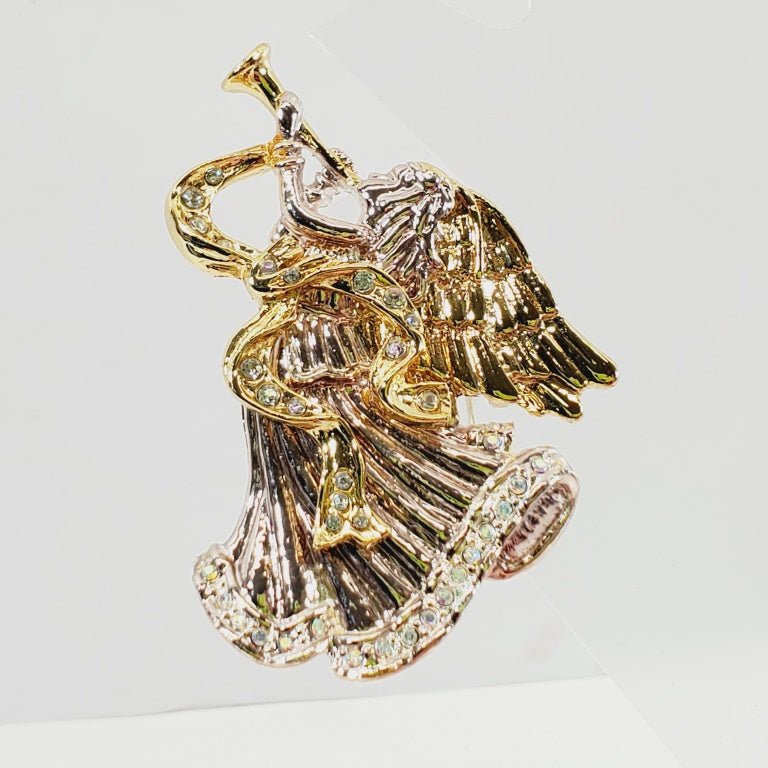 Vintage Angel Brooch with Crystals