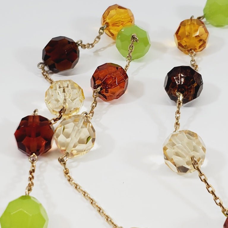 Vintage Multicolour Crystal Bead and Chain Necklace 36" - Image 5