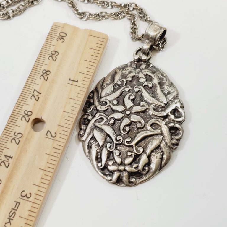 Vintage 1980s Sweater Necklace with Pendant 24" - Image 4