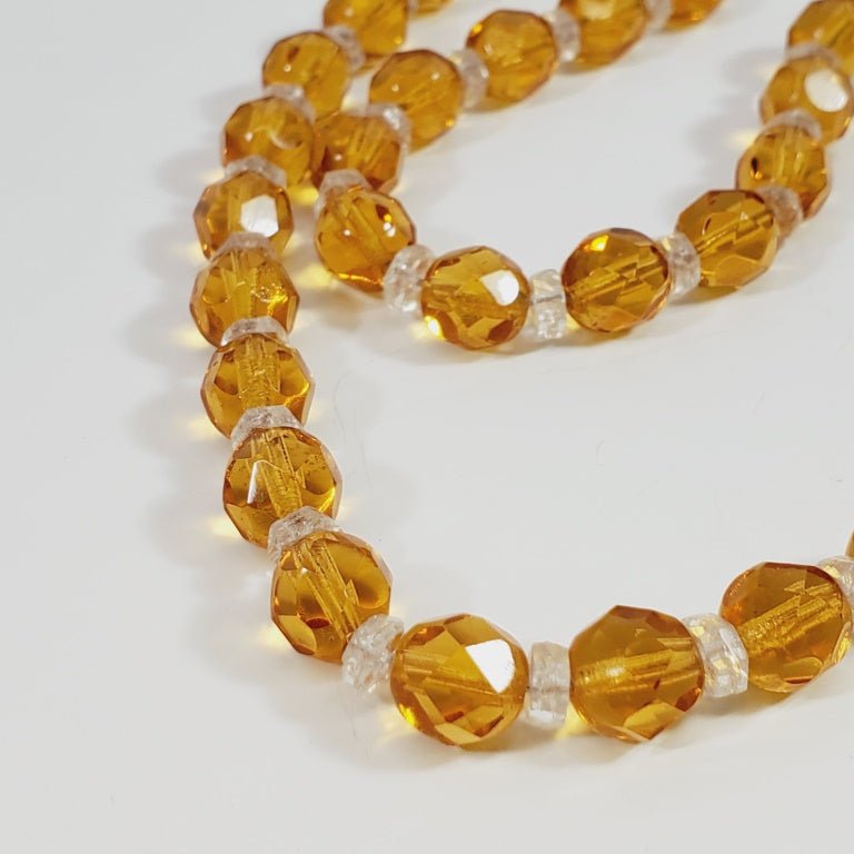 Vintage Yellow Crystal Beaded Necklace 18" - Image 5