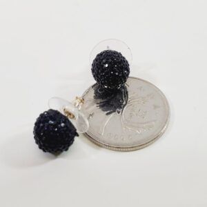 Black Crystal Beaded Pierced Earrings