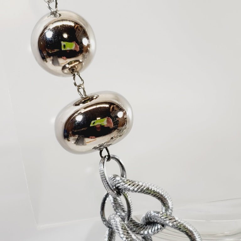 Metal Beads and Chain Necklace 24" - Image 2
