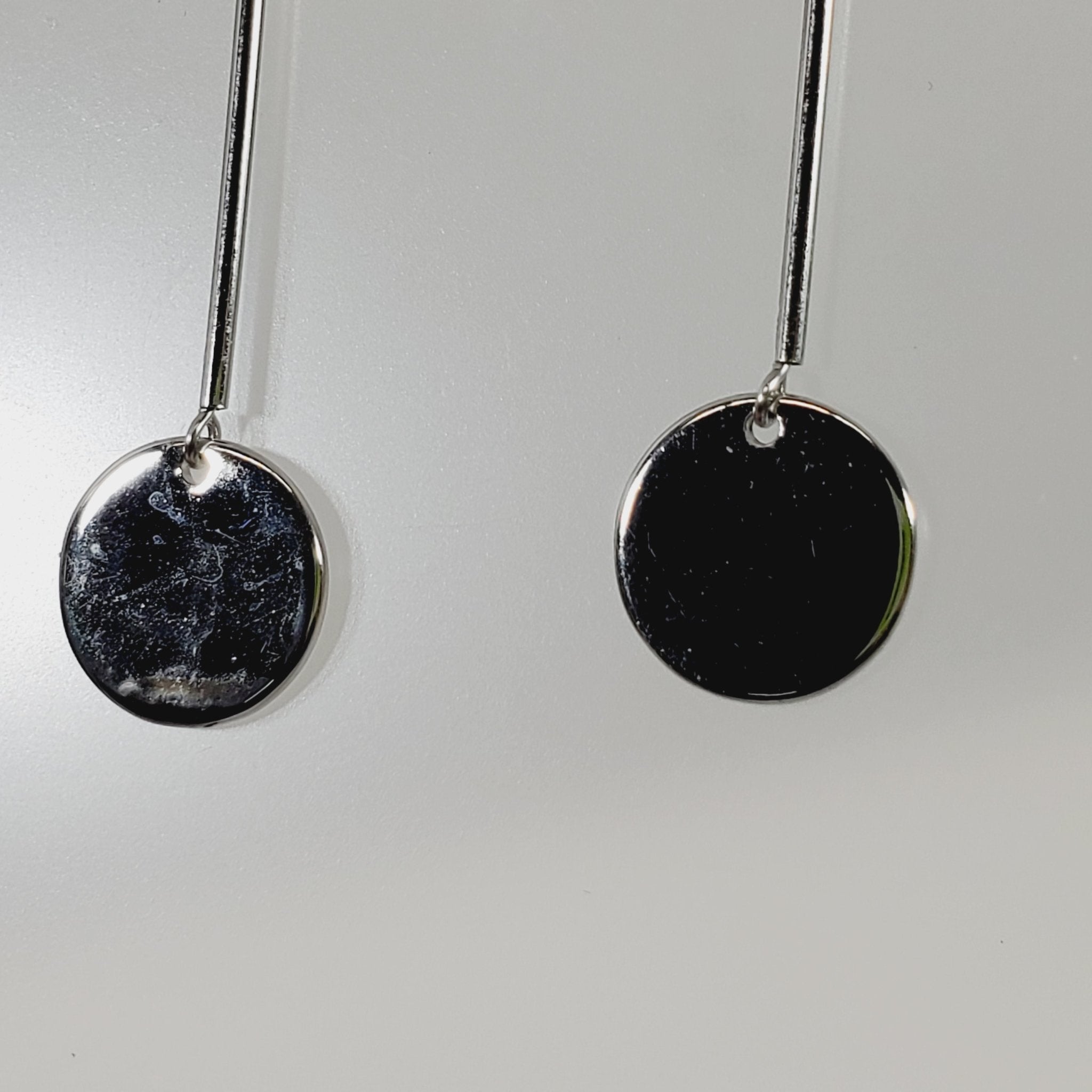 Chrome Disc Pierced Earrings - Image 2