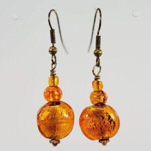 Art Glass Bead Dangly Earrings