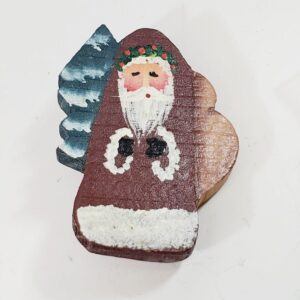 Vintage Hand-Painted Folk Art Santa Claus Brooch