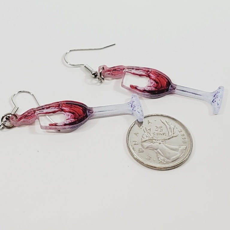 Wine Glass Pierced Earrings 2D - Image 3