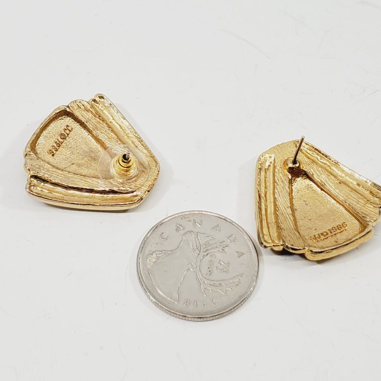 1986 Vintage Pierced Earrings Signed JJ - Image 4