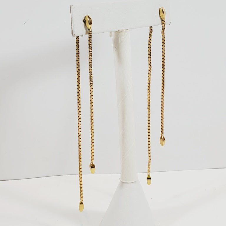 Vintage Double-Chain Pierced Earrings 4" Long