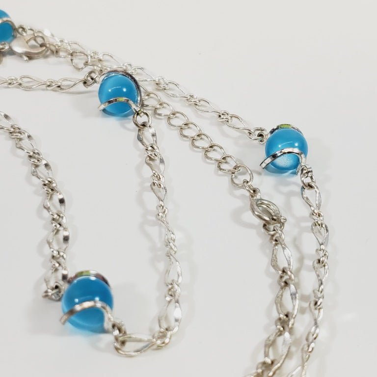 Vintage Avon Blue Beaded Necklace 38" - Image 2
