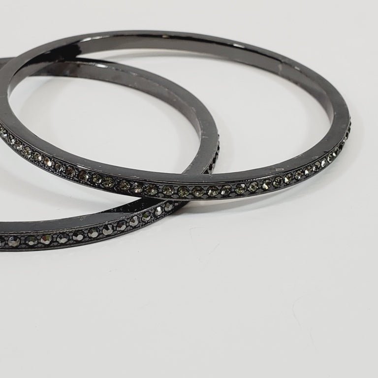 Two Crystal Gun Metal Bracelets - Image 2
