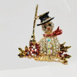 Snowman Crystal Brooch