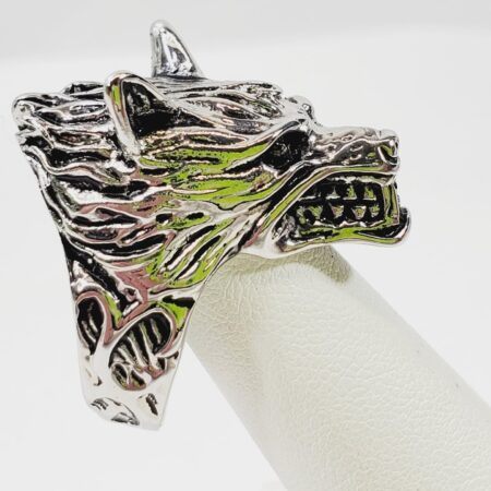 Large Wolf Head 3D Ring Size 9.5