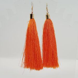 Orange Fringe Tassel 5" Earrings