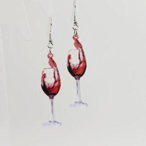 Wine Glass Pierced Earrings 2D