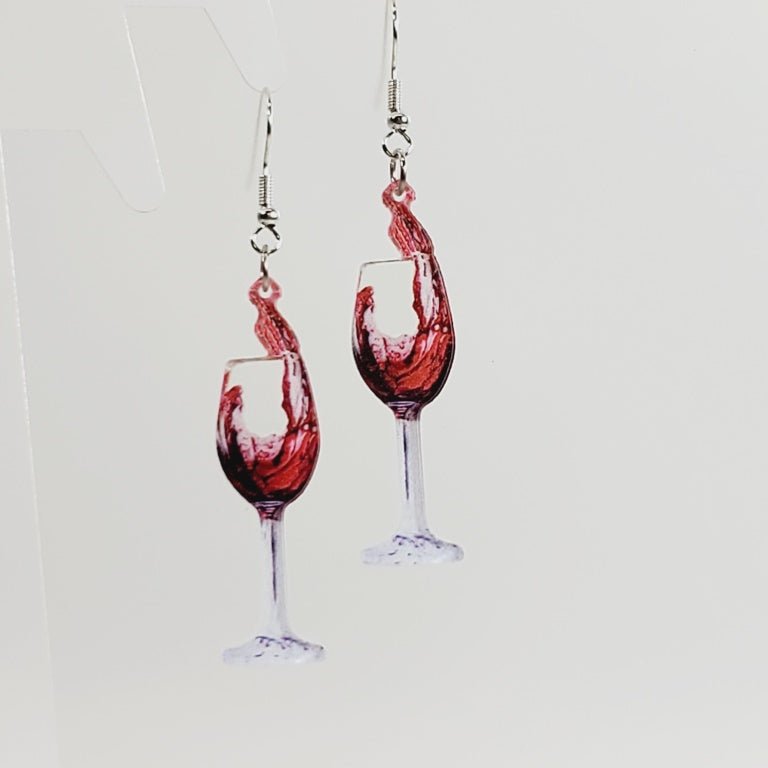 Wine Glass Pierced Earrings 2D